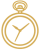Minimalist line icon of a classic pocket watch in gold.
